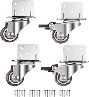 Pivoting casters, package of 4 silent floor marking casters for furniture, 25 mm -shaped mounting plate, rubber wheels suitable for furniture, planters, baby bed (2 with brake and 2 without brake).. Shop with purpose at DIAYTAR NIGERIA and receive products at unbeatable prices within the week.