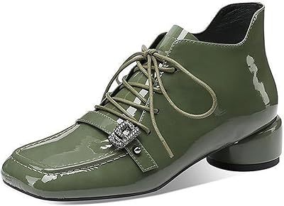 Guruss Boots Dressed for Women's Sweet Boots Women Fall Winter Winter Square Shoes Square Rhinestone Green Ankle (Color: Dark Blue, Size: 34).. DIAYTAR NIGERIA: Bringing quality products to every Nigerian home at prices everyone can afford.