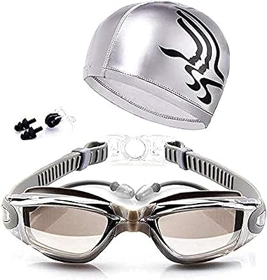 Set of anti-fog swimming glasses with head cover and earplugs nose.. Experience the convenience of boundless shopping with DIAYTAR NIGERIA's affordable platform and quick shipping.