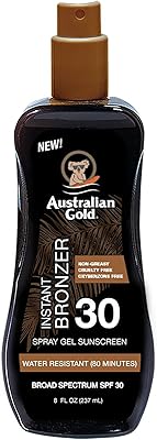 Australian Gold sun protection gel with instant bronzer SPF 30.. DIAYTAR NIGERIA: Where every shopping need is met with affordable prices and timely delivery.