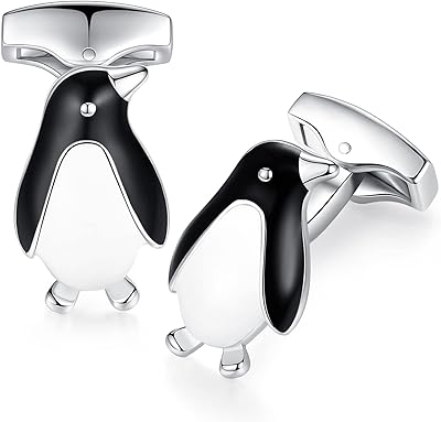 Cuff buttons with penguin pattern - in stainless steel for men, adapted as a gift for weddings and work, in black and white, stainless steel.. DIAYTAR NIGERIA: Where quality meets affordability, with thousands of products delivered in less than 8 days.