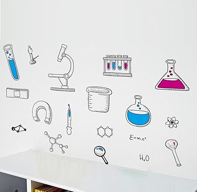 Vinyl wall stickers for baby team scientific laboratory, vinyl stickers for chemical instruments for school, classroom, child room, student, study, adolescents, child's room decoration to do yourself.. Transform your online shopping experience with DIAYTAR NIGERIA's affordable and diverse marketplace.