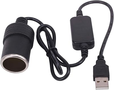 12 V car cigarette lighter, USB cable adapter to black female plug (30 cm/1 ft).. Your digital shopping destination, DIAYTAR NIGERIA combines variety with affordability and quick delivery.