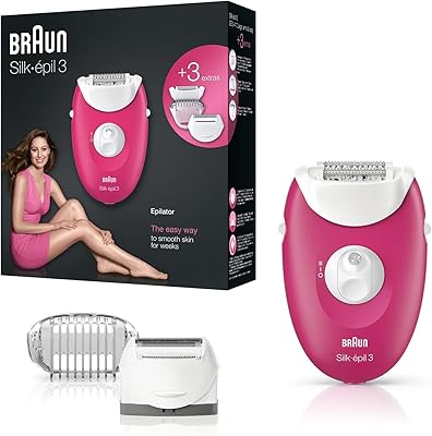 Silk-epil 3 Raspberry 3 hair removal device with 3 additional Braun accessories, 410, red and white model.. DIAYTAR NIGERIA makes online shopping accessible to all with budget-friendly prices and reliable delivery.