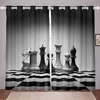 Feel u Chess curtains Universal window curtains for bedroom lounge for children boys teenagers cool game window, window curtains in geometric mesh 52 l x 63 l, 2 panels.. From tech to toiletries, DIAYTAR Nigeria delivers without delay.