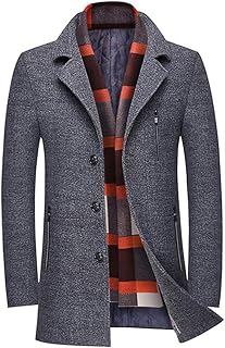 Winter coat slim cup in mixed wool for men with removable wool scarf.. DIAYTAR NIGERIA: Your trusted marketplace that combines variety, affordability and reliable shipping.