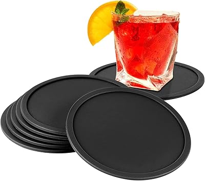 Wenchun Lot of 6 silicone non -slip glass underneath to protect the table from spills, flexible glass below bar, kitchen, house, restaurant, cafeteria.. DIAYTAR NIGERIA: Empowering Nigerians with access to affordable products delivered within 8 days.