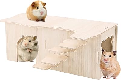 House for wooden hamster, wooden chinchilla cabin with roller window, hiding place for small animals with several compartments, decor for dwarf mice, Syrian mouse, Gerbille and Chinchilla.. Enjoy deals you can’t resist and delivery you can trust — DIAYTAR Nigeria.