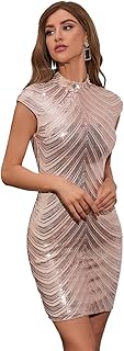 Elegant summer dress for youbi woman, elegant summer dress with glitter adapted to birthdays and celebrations (color: apricot, size: m).. DIAYTAR NIGERIA: Where every Nigerian finds affordable products delivered within the week.