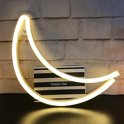 Qiao fei neon crescent moon led panels wall decoration for Christmas, birthday party, child's room, wedding, life (hot white).. Experience shopping freedom with DIAYTAR NIGERIA's vast selection and dependable nationwide shipping.