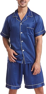 Chrongless silk pajama sets for men, night clothes buttoned with short sleeves, two -room sets, comfortable clothes with pockets.. Find everything you need at prices you'll love with DIAYTAR NIGERIA's comprehensive e-commerce platform.
