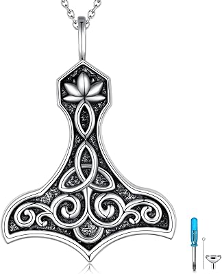 Collier Urn Thor Hammer For Ash for Women, Sterling Silver 925, Nordic Viking cremation necklaces, commemorative memory, cremation jewelry, women and girls gifts, sterling silver, without precious stones.. DIAYTAR NIGERIA makes online shopping accessible with our budget-friendly prices and reliable shipping.