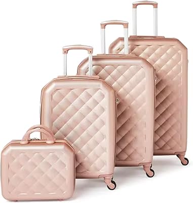 A set of rigid wheeled travel bags with swivel casters and 3 -digit number lock, pink gold, 14,20,24,28.. DIAYTAR NIGERIA: Connecting Nigerians with affordable products delivered promptly nationwide.