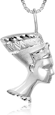 Nefertiti Egyptian Queen necklace in Sterling Silver with chain.. Your trusted marketplace, DIAYTAR NIGERIA offers extensive variety with delivery within 8 days.