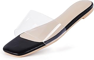 Transparent sandal with open top, square end, easy to wear for the holidays on the beach.. DIAYTAR NIGERIA: Your trusted marketplace that combines variety, affordability and reliable shipping.
