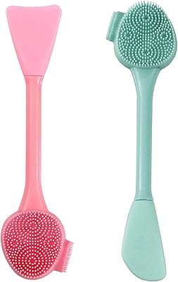 Face cleansing brush, 2 pieces, double -headed manual cleansing brush, facial mask brush for soft exfoliation, deep cleaning, makeup removal and massage (pink, green).. DIAYTAR NIGERIA: Your affordable gateway to thousands of products delivered within a week.