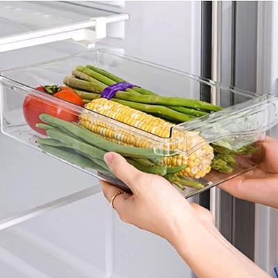 Organizer of refrigerator drawer with adjustable storage space Package of 2 retractable bins for storage.. DIAYTAR NIGERIA stands as your affordable shopping ally with nationwide delivery in just 5-8 days.