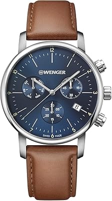 WEGER URBAN CLASSIC WEGER CHRONOGRAPH Watch for Men - Quartz, analog, brown stainless steel and leather bracelet 01.1743.104.. From essentials to electronics, DIAYTAR Nigeria ships your order in no time.