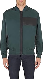 Armani Exchange for men with front pockets, puffy collar style, patchwork leather jacket.. DIAYTAR NIGERIA: Making quality products accessible to all Nigerians at affordable prices.