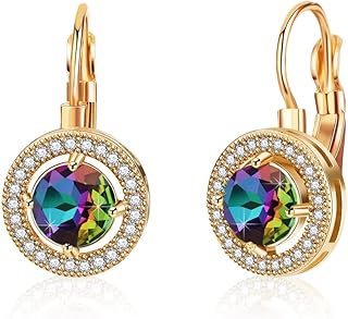 Halo hanging earrings in Austrian crystal for women, hypoallergenic jewelry plated gold 14 carats.. Why wait? Get your order in 5–8 days with DIAYTAR Nigeria.