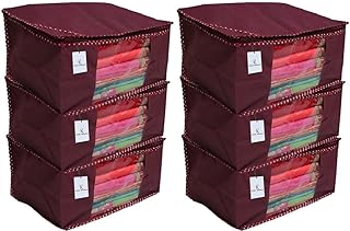 Set of unwitted sari covers Cooper Industries/Sari bag/Storage bag, lot of 6 (Burgundy) Fabric 90 g/m2 (can contain up to 15 saris), 43 x 22 x 35 cm.. Your ultimate shopping destination, DIAYTAR NIGERIA combines extensive selection with affordable shipping.
