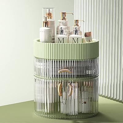 Timicare make-up organizer, tight and dusting cosmetics presentation box, grill makeup organizer for bathroom and bedroom (green).. Everything you need is on DIAYTAR Nigeria — just a click away.