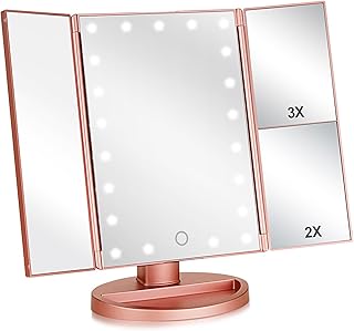 Lighted makeup mirror with three-parts with magnification 3x-2x-1x 21 LED lights and screen.. Experience hassle-free shopping with DIAYTAR NIGERIA's user-friendly platform and prompt delivery service.