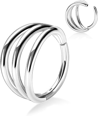 Triple earrings Open nose piercing for conch and cartilage, Creole Surgical Steel Earrings for Conch and Helix Lobe 18G 16G 16G.. DIAYTAR NIGERIA: Where shopping meets satisfaction with affordable prices and delivery within 8 days.