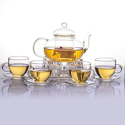 1 chase glass tea service - borosilicate glass teapot with heart -shaped the heart and 4 100 ml tea cups with saucer for flower tea, flower tea and bulk tea.. DIAYTAR NIGERIA connects Nigerians with quality products at affordable prices, delivered in 5-8 days nationwide.