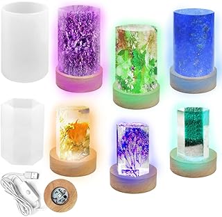 2 Silicone resin molds, cylindrical epoxy resin mold, hexagonal resin mold, brilliant wooden base with USB supply for DIY, desktop lamp, home decoration.. DIAYTAR NIGERIA delivers what you want at prices you'll love, all within 5-8 days nationwide.