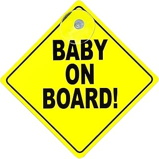 Gzs Baby on Board Car Essentials visible panel inverted bright yellow warning sticker with suction cups.. DIAYTAR NIGERIA: Your trusted partner for affordable online shopping with reliable delivery timeframes.