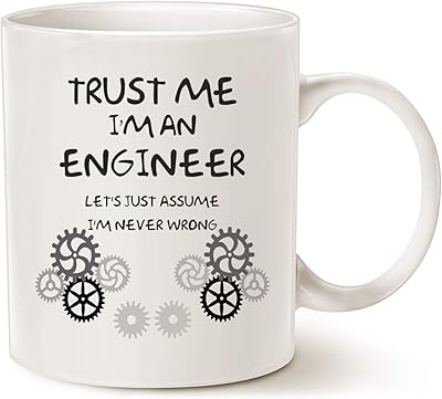 Coffee mug with a funny engineer design, unique birthday gift idea, classic white ceramic cup 11 oz.. Fast delivery is our promise — DIAYTAR Nigeria keeps it real.