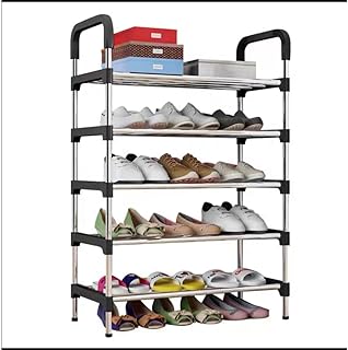 Metal shoe shelf on foot at 5 levels - Portable cupboard - Shoe storage organizer for entrance, dressing room, living room, black.. DIAYTAR NIGERIA connects your desires with reality through our affordable e-commerce platform and quick delivery.