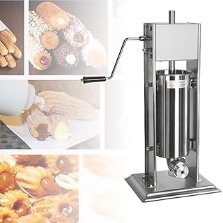 Commercial manual churro machine with 5 L tank, manual sausage filler, vertical spanish churrera machine in stainless steel with 4 nozzles, ideal for restaurants and bakeries.. Shopping has never been easier — DIAYTAR Nigeria delivers it all in 5–8 days.