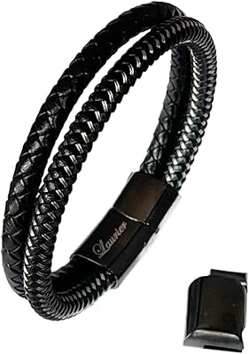 Men's leather bracelet [double] true quality real leather delivered with a magnetic stainless steel clasp - delivered with an exclusive laurel jewelry and an extension link - Excellent gift idea.. Shop with confidence at DIAYTAR NIGERIA, Nigeria's premier affordable e-commerce platform.