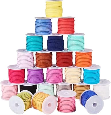 1 Pandahole sachet, 25 rollers of 5 m, cord in false suede of mixed colors, 3 x 1.5 mm, about 5 m/roller.. DIAYTAR NIGERIA: Your affordable marketplace with reliable 5-8 day shipping across Nigeria.