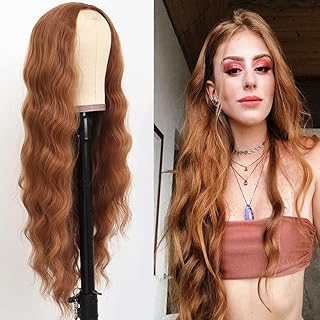 Long wavy synthetic wig without ginger lace for black women, 22 -inch heat -resistant wig.. The future of Nigerian shopping is here — DIAYTAR Nigeria.