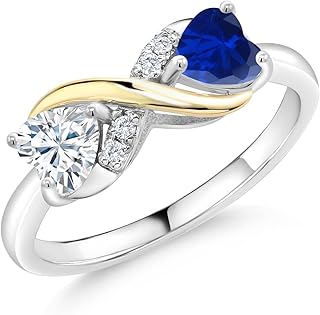 Silver sterling 925 and yellow gold 10 carat sapphire created blue.. DIAYTAR NIGERIA: Bringing affordable shopping solutions with a diverse product catalog delivered nationwide.