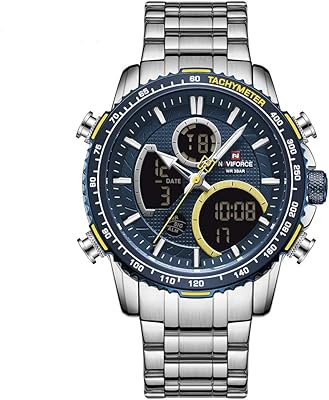 Luxury digital watch for men, in stainless steel, analog quartz movement, waterproof, multifunction, military chronograph, fashion wristwatch.. Transform your shopping experience with DIAYTAR NIGERIA's vast product selection delivered at unbeatable prices.
