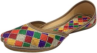 Punjabi Jutti for Multicolor Woman Ethnic Phulkari done by flat Mojari traditional jutti embroidered.. DIAYTAR NIGERIA: Your gateway to affordable products delivered reliably across Nigeria.
