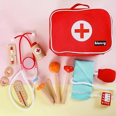 Set of Yallajoy wooden doctor for children, set of children's doctor, medical kit for toddlers, simulation game tools (batch of 10).. DIAYTAR NIGERIA: Redefining e-commerce with affordable prices and reliable nationwide shipping.