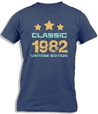 I KAPRONTM Vintage 1982 Cotton t-shirt for men with chalk letters for birthday parties.. DIAYTAR NIGERIA: Where affordability meets variety, with thousands of products delivered in less than 8 days.