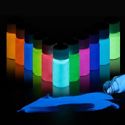 Pigmented powder that shines in the night, 12 colors, light coloring in epoxy resin, safe and durable for fine arts, nail art, coloring for epoxy resin mold, acrylic paint, crafts and themed evenings, 0.7 oz each.. Your shopping aspirations fulfilled at DIAYTAR NIGERIA with competitive prices and reliable delivery.