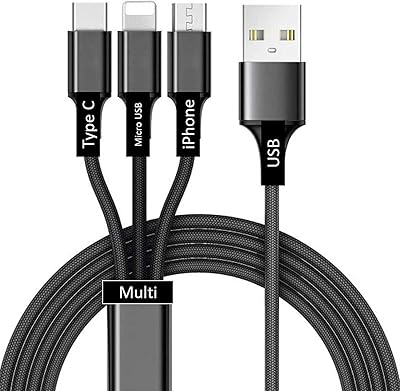 3 in 1 fast charging cable with nylon braid for devices.. Discover shopping simplified with DIAYTAR NIGERIA's comprehensive platform and reliable 5-8 day shipping.