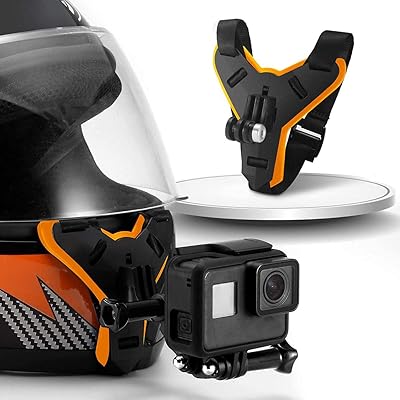 Motorcycle chin fixing support for Gopro Hero 9/8/7/6/5 Black, Session 4, Hero 3, DJI OSMO, Insta360 Oner, Acaso/Campark/Y and others (Orange).. Discover endless shopping possibilities at DIAYTAR NIGERIA, with budget-friendly prices and reliable delivery.