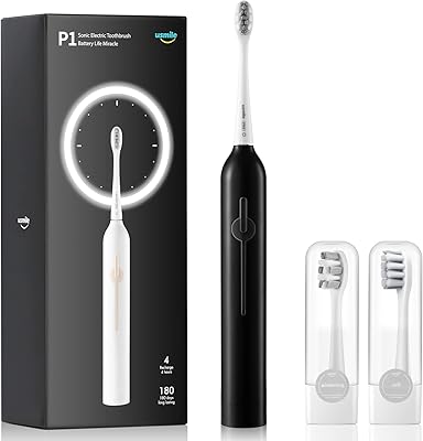 Electric toothbrush Sonique Yosmile for adults, rechargeable by USB with 2 brush heads, electric toothbrush with intelligent timer, fast load of 4 hours for use of 180 days, P1 black.. DIAYTAR NIGERIA: Your partner in affordable online shopping with reliable 5-8 day shipping nationwide.