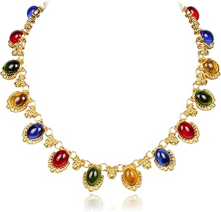 Tomophile collar for women, collar of colored precious stones handmade, vintage holiday style necklace for women, Mother's Day gift jewelry, 42, brass, resin.. DIAYTAR NIGERIA brings a world of products to your fingertips with affordable prices and quick delivery.