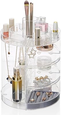 Organizer of 360 degree rotary make -up Vio, adjustable circular storage support, large capacity display shelf, cosmetics organizer, ideal for the counter and the bathroom.. DIAYTAR NIGERIA transforms how Nigerians shop with our affordable prices and dependable shipping times.