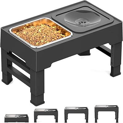 Beauty bol raised for dogs, 4 adjustable heights for dogs and animals of small, medium and large size, with bowl of anti-arrival water and bowl of dog food in stainless steel (black).. The best online shopping experience in Nigeria — DIAYTAR delivers it all.