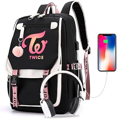 School backpack with K-Pop Twice design, relaxed backpack with Twice design, black color, laptop, black.. DIAYTAR NIGERIA makes every shopping desire a reality with affordable prices and delivery in 5-8 days.